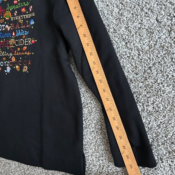 Quacker Factory Womens Sz Medium Black Fall Graphic Long Sleeve Shirt - Picture 7 of 9